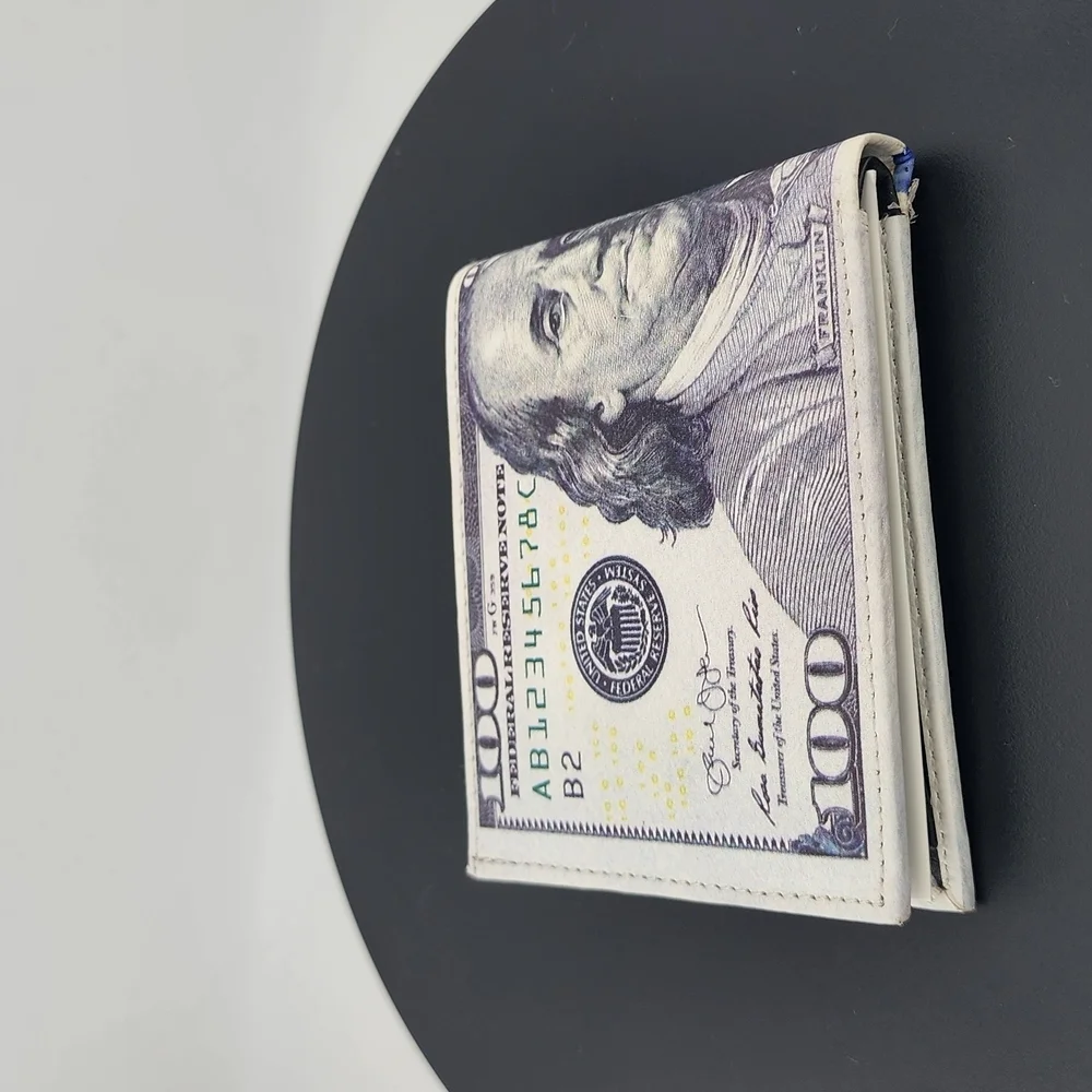 Milano Currency Print Wallet with Blue and White Design
